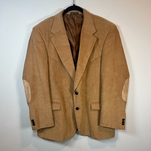 Circle S Men's Corduroy Sportcoat Blazer Jacket Camel Elbow Patches Lined Sz 46R - Picture 1 of 16